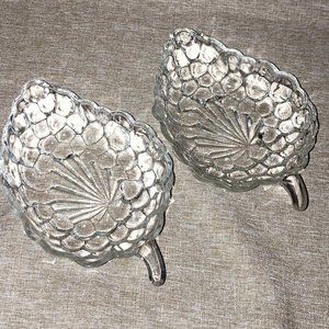 SET OF 2 VINTAGE ANCHOR HOCKING CRYSTAL GRAPE CLUSTER CANDY DISHES